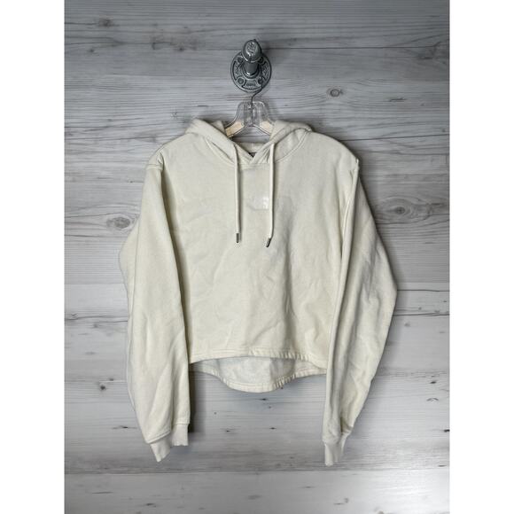 The North Face Tops - The North Face‎ Hoodie Sweatshirt Womens XS White Cropped Fleece Logo Pullover